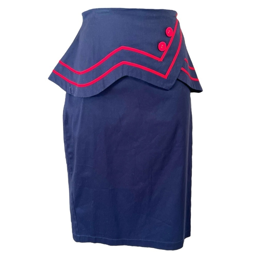 Kitten D'Amour Navy Blue Peplum Sailor Style Pencil Skirt Limited Edition